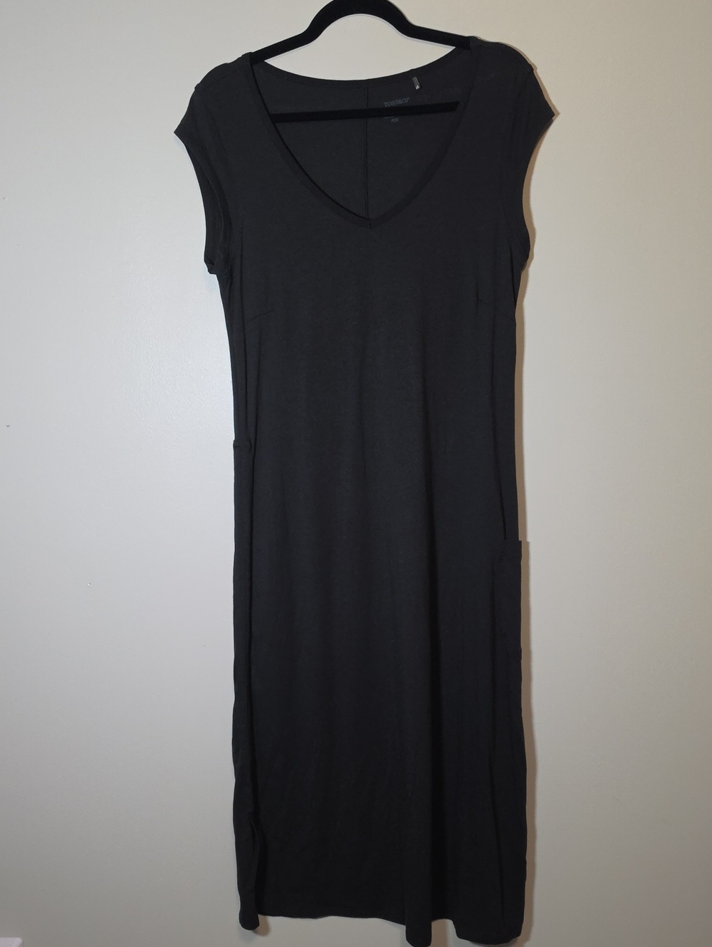Toad&Co Black V-Neck Maxi Dress with Cap Sleeves